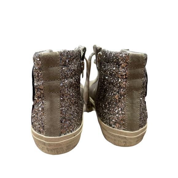 Golden Goose Slide Hi Top Sneaker Metallic Glitter Leather Suede 39 - Picture 5 of 7